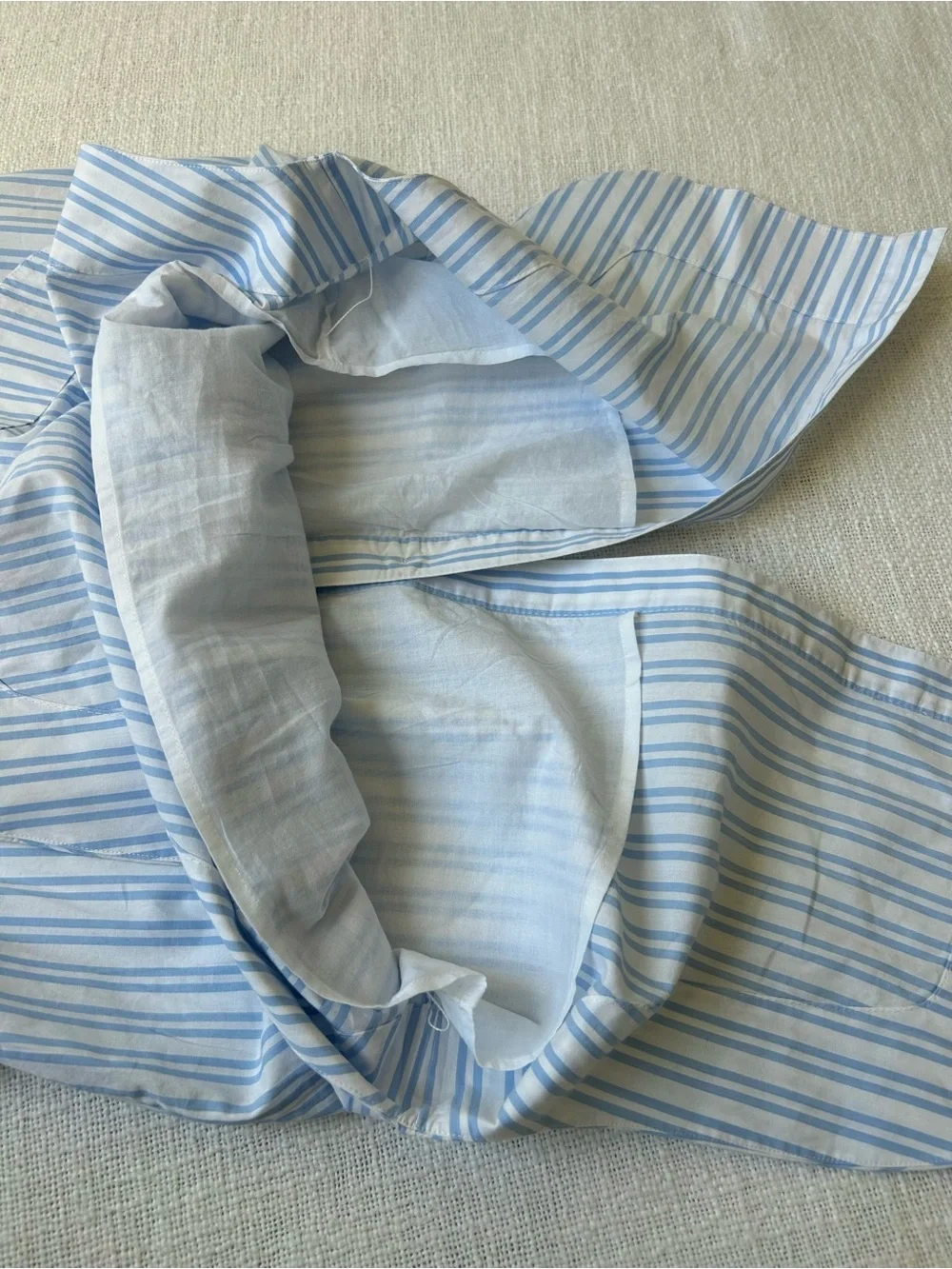 Staud Clea Twisted-Waist Midi Shirtdress Size 6 Blue White Striped Cotton zip - Picture 14 of 16